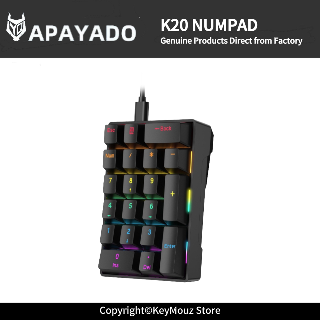 Keyboard Gaming Blue Switch - Tastierino numerico meccanico portatile K20, con