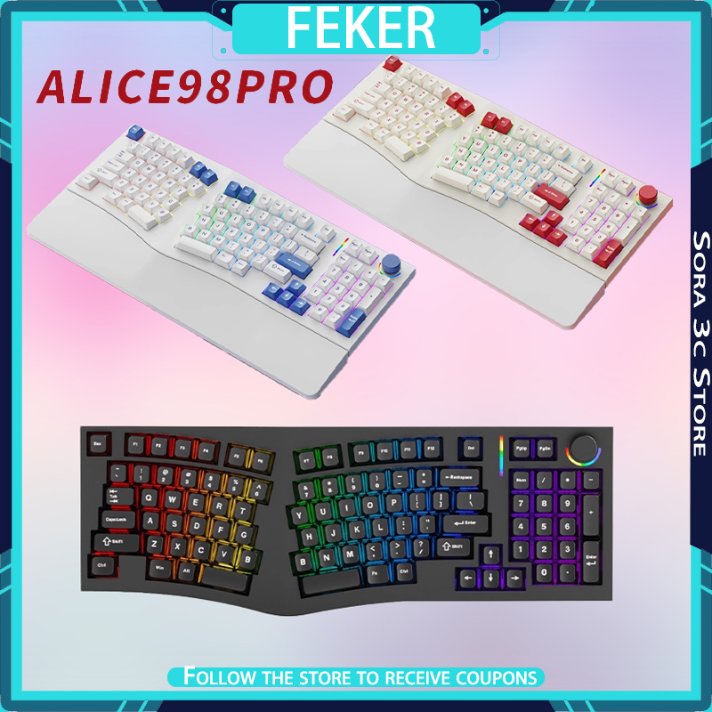 Gaming Keyboard Hot Swappable - FEKER Alice98pro Tastiera meccanica Alien ergonomica